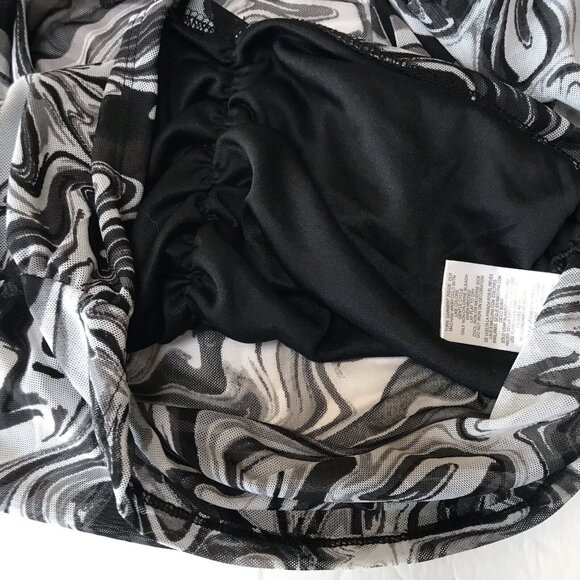 Y2K Almost Famous Top Women Large Mesh Psychedelic Fairy Grunge Ruched Rave Club - Picture 5 of 10